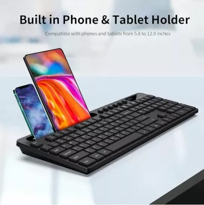 Set tastierë wireless + maus Marvo Office KC411W, layout SLO/HR, me mbajtëse telefoni/tableti, e zezë