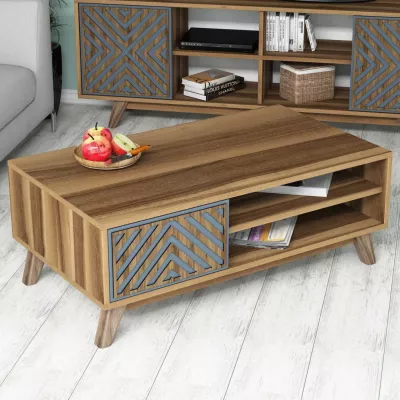 Kompozim dhome ndeje FH11853.02 2PCS melaminë në ngjyrë arre-blu