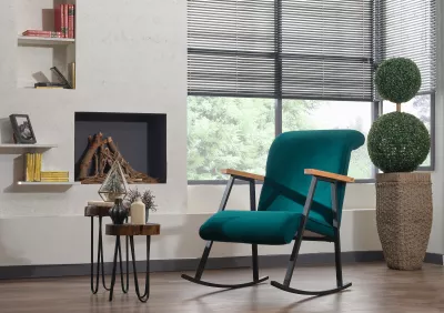 Karrige lëkundëse Atelier del Sofa, Yoka, ngjyrë blu petrol