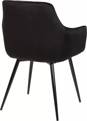 Karrige Latrell, kadife e zezë, këmbë metali të zeza, 55x57x84H cm., set prej 2 copë
