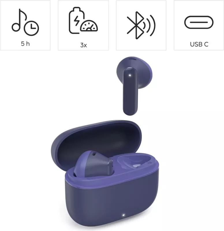 Kufje Hama True Wireless Freedom Light II, Bluetooth 5.3, ngjyrë kaltër