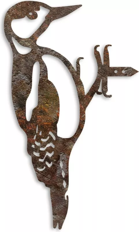 Objekt dekorativ për kopsht, zog në degë, ngjyrë kafe, Aberto Design, 18x30cm