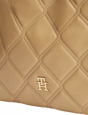 Çantë tote për femra Tommy Hilfiger TH Feminine Mini Tote AW0AW18716, ngjyrë baltë
