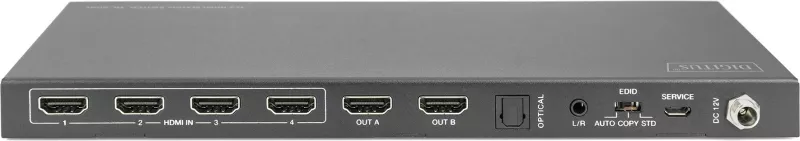 Switch HDMI Digitus 4x2, 4K/60Hz, 4 hyrje, 2 dalje, i zi