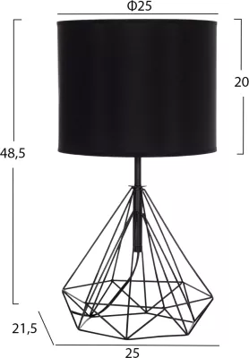Llambë tavoline GEILO FH7416.11, metal i zi, kapak PVC i zi, 25x48.5cm