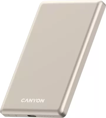 Power bank CANYON OnPower 505 5000 mAh PD 20W MagSafe magnetik ultra i hollë, beige