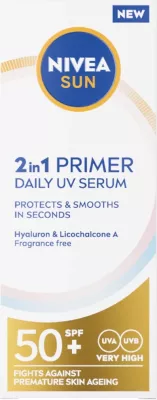 Serum për fytyrë Nivea Sun Primer Daily UV 2-in-1 SPF50+ për femra, 30ml