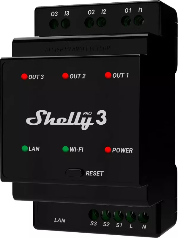 Smart relay Shelly Pro 3, 3 kanale, i zi