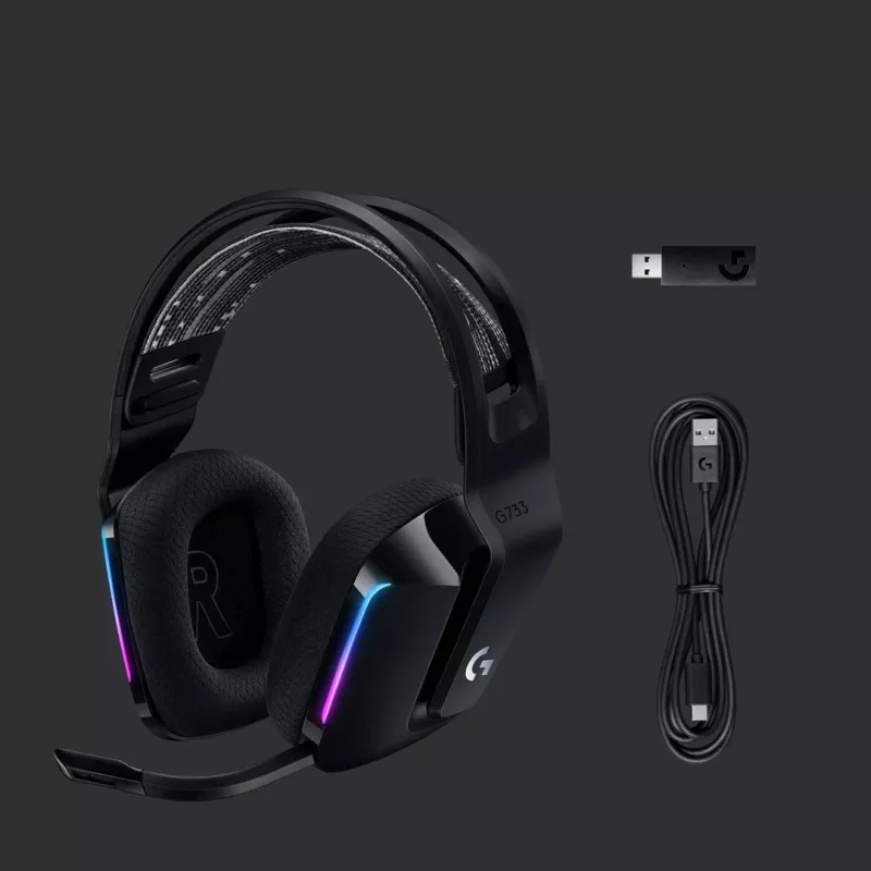 Kufje gaming Logitech G G733 LIGHTSPEED Wireless RGB, të zeza