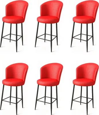 Set karrigesh për bar (6 copë), Hanah Home, Uras, e kuqe, e zezë