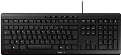 Tastierë Cherry STREAM, me kabllo, full-size, USB, QWERTY portugalisht, e zezë/gri