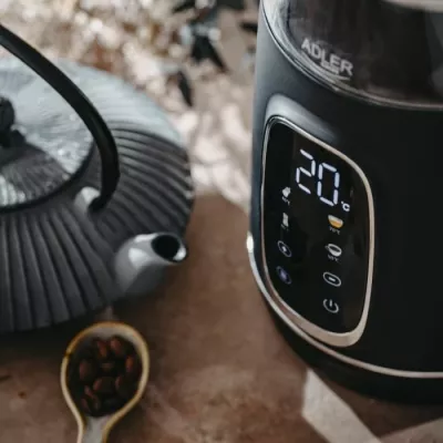 Çajnik elektrik ADLER AD 1305 BS 1.7 L me kontroll temperature dhe ekran LED, e zezë
