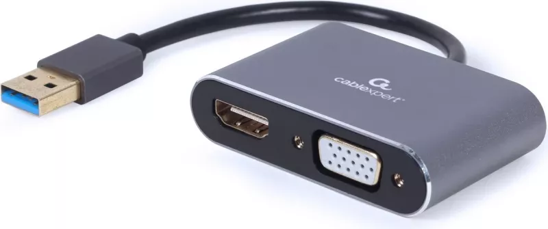 Konvertues  USB në HDMI + VGA Gembird, hiri