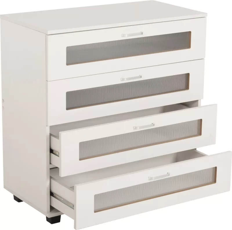 Komodinë THORGAN FH9880.03 melaminë e bardhë-4 sirtarë 80Χ40Χ83Hcm