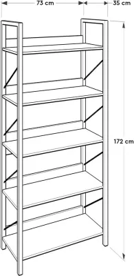 Raft librash Hanah Home, Ktp-850-Oo-1, ngjyrë arre, 73x172x35cm