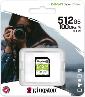 Kartelë SD Kingston 512GB SDXC Canvas Select Plus, 100 MB/s, e zezë