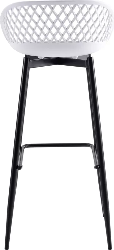 Karrige për bar FH8686.11, polipropilen e bardhë dhe këmbë metali të zeza, 45x45x97H cm