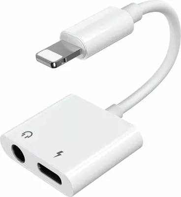 Adapter Joyroom S-Y104, Lightning në 3.5mm jack + Lightning, i bardhë
