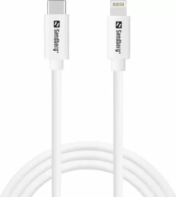 Kabllo karikimi USB-C në Lightning SANDBERG 136-58, 1 m, MFi, e bardhë