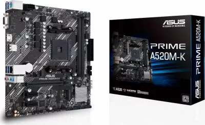 Pllakë amë Asus PRIME A520M-K, 2x RAM DDR4 deri 64GB, M.2, 4x SATA 3