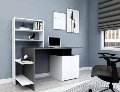 Tavolinë studimi Hanah Home, Melis, e bardhë-antracit