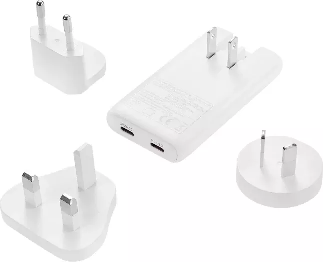 Karikues udhëtimi Sandberg 4in1 TravelCharger 2x USB-C 65W GaN III, i bardhë, me adaptera EU/UK/AU