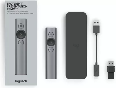 Telekomandë prezantimi Logitech Spotlight, Bluetooth/RF, USB, 30 m, Gri