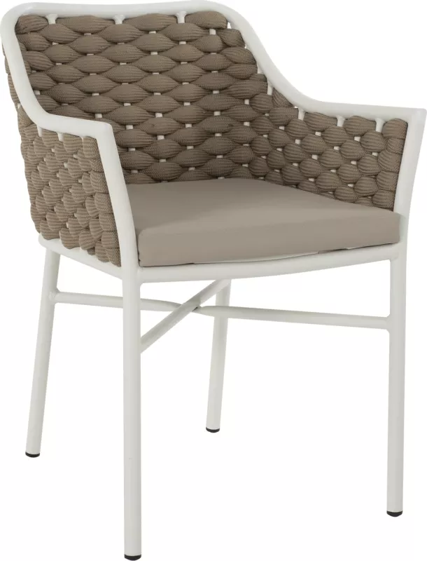 Karrige alumini FH5858.02 e bardhë me litar bezhë 56x58x76Hcm