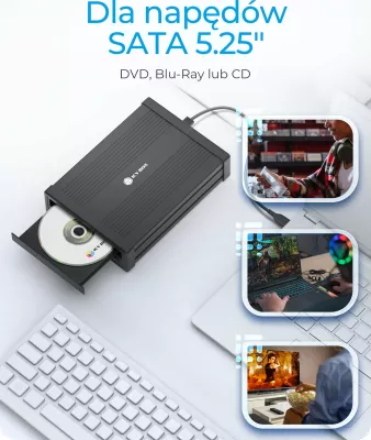 Kasë e jashtme për drive Icy Box IB-525-U3 5.25\" SATA III USB 3.2 Gen 1/eSATA Hot-swap, e zezë