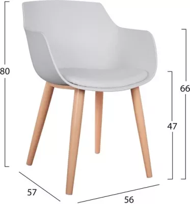 Karrige ngrënie Lucie FH8242.01 e bardhë me këmbë metalike 56x57x80 cm, set prej 2 copë