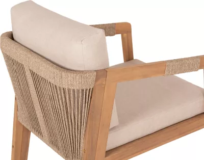 Set lounge për jashtë, 4 pjesë, dru akacie, litar, material poliestër, bezhë, SAVANNA FH6442