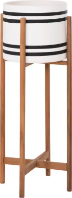 Vazo e brendshme me bazë druri teak, ngjyrë e zezë dhe e bardhë, RENTIL FH4683M, 27x66cm
