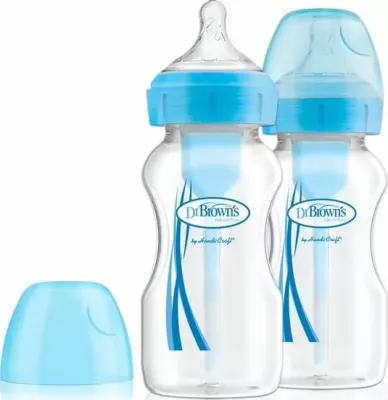 Biberon Dr. Brown's Options+ WB92602 270 ml, wide neck, anti-kolik, blu, set 2 copë