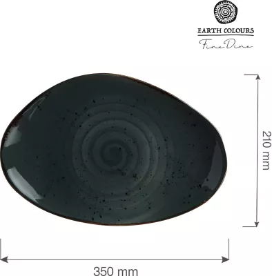 Pjatë porcelani Fine Dine Arando 350x210 mm, gri, set 6 copë