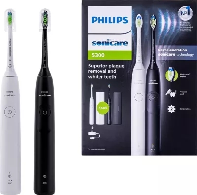 Set furça dhëmbësh elektrike Philips Sonicare HX7109/01, 2 copë, e zezë dhe e bardhë