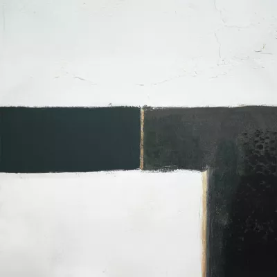 Pikturë dekorative DEL SIL me kornizë, kanavacë, ngjyra e zezë, gri, bezhë, dru natyral, 80x120x4cm