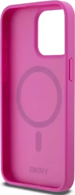 Mbështjellës DKNY Leather Monogram Pattern Metal Logo MagSafe për iPhone 15 Pro Max, Rozë