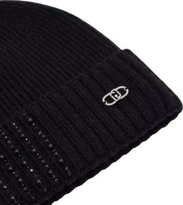 Kapelë beanie për femra Liu Jo 2F6027 MAA06, e zezë