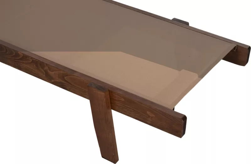 Shezlong profesional për plazh, dru fagu, ngjyrë arre dhe tekstileni mocha, FH10356.06, 200x61-66x31-91H cm