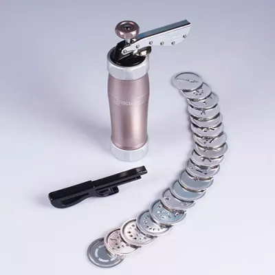 Shtypëse biskotash, Marcato, Biscuit Machine Design BI-DES-POWD-RSA (BIDESPOWDRSA), manuale, metalike, rozë, me disqe forme