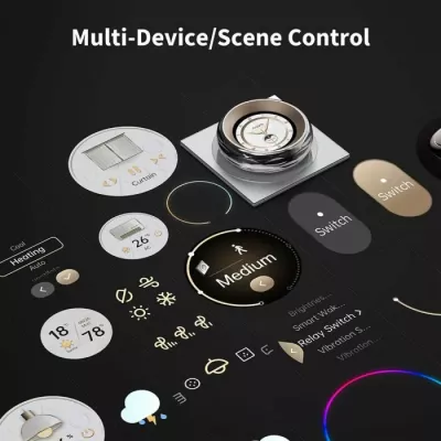 Switch smart me ekran AQARA Touchscreen Dial V1 EU DS-K01D, LCD 2.08\", Wi-Fi 2.4/5GHz + Zigbee 3.0 + Matter, i bardhë