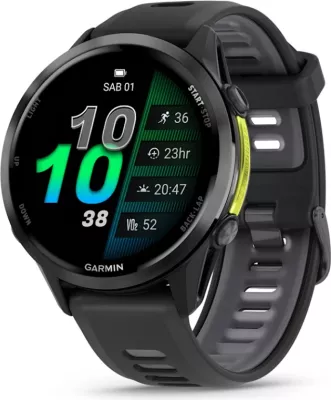 Smartwatch Garmin Forerunner® 970 Carbon Gray DLC Titanium (Black Case, Black/Translucent Whitestone Strap)