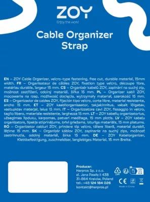 Organizues kabllosh ZOY Rzep 0.5 m i zi, 1 copë