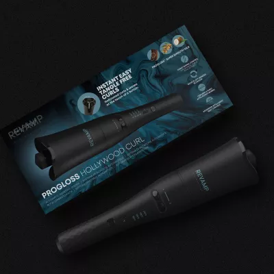 Makinë kaçurrela automatike Revamp Progloss Hollywood Curl CL-2000, 25mm, 150-210°C, me rrotullim majtas/djathtas, e zezë, me mbështetëse silikoni
