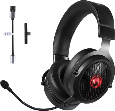 Kufje gaming Marvo HG9088W, wireless 2.4G/Bluetooth/3.5mm, RGB, stereo, të zeza