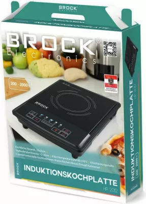 Resho induksioni portativ Brock HP 2012, 2000W, 250x250mm, i zi