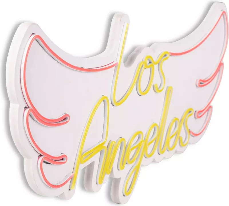 Dekor ndriçues plastik LED, Los Angeles, rozë dhe verdhë, 70x31x2 cm