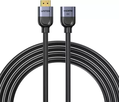 Zgjatës HDMI Unitek 2.1, 8K 1m, ngjyrë argjend e zezë