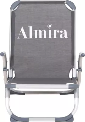 Karrige plazhi e palosshme, alumin i fortë, tekstilene gri, shpinë e lartë, Almira FH5053.10, 55x71x66cm