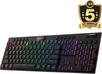 Tastierë mekanike Redragon Horus Pro K618RGB-PRO, full size, Red Switch, USB-C/2.4G/BT, RGB, e zezë